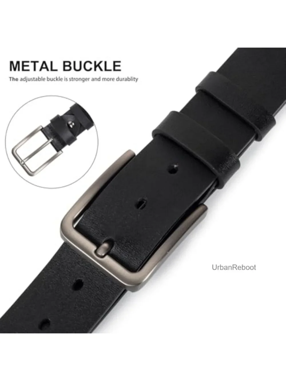 Men's Genuine Leather Casual Belt, Classic Metal Buckle, Everyday Waist Strap